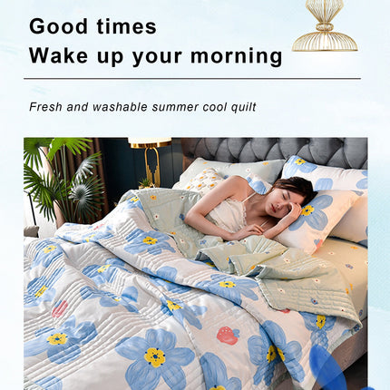 Quilts for Queen Bed Light Bedspreads,Soft Bed Summer Quilt Lightweight Microfiber Bedspread,Modern Style Flowers Pattern Coverlet for All Season Blue.