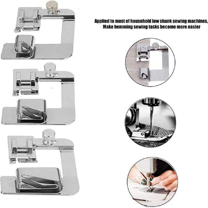 6 Sizes Rolled Hem Presser Foot, Wide Rolled Hem Foot Set & Narrow Hemmer Foot Set for All Low Shank Snap-On Singer, Brother, Babylock, Euro-Pro, Janome, Kenmore, White, Elna S.