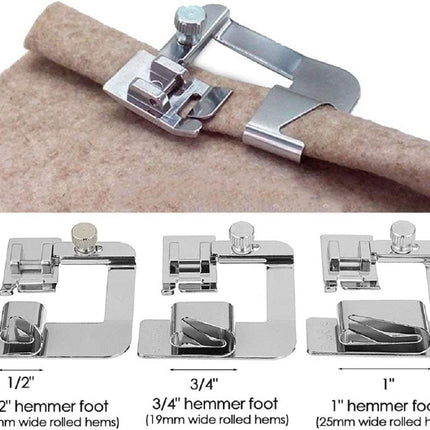 6 Sizes Rolled Hem Presser Foot, Wide Rolled Hem Foot Set & Narrow Hemmer Foot Set for All Low Shank Snap-On Singer, Brother, Babylock, Euro-Pro, Janome, Kenmore, White, Elna S.