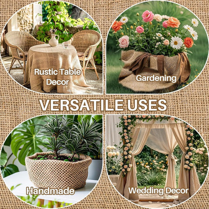 Burlap Fabric Roll,Tutuviw 13ft High Density Natural Jute Fiber,Multipurpose Burlap for Gardening Outdoor Plant Care Weed Barrier,DIY Crafts Decoration,Wedding Decor,Tree Trunk Wrap.