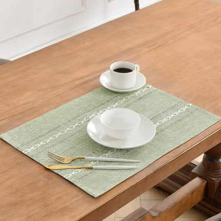 Sage Green Placemats Set of 4 - Washable Fabric Table Placemats, 35 x 48 cm.