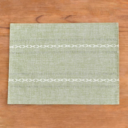 Sage Green Placemats Set of 4 - Washable Fabric Table Placemats, 35 x 48 cm.