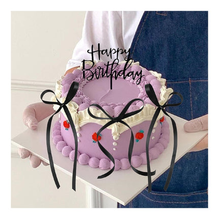 QZS Bow Cupcake Ribbons,Durable Birthday Cake Decorations for Women and Girls,20Pack Black Cute Dessert Bow Tie for Party,Wedding Black.