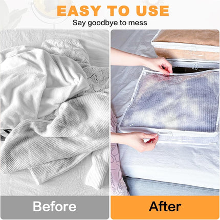6 Pcs Clear Zippered Storage Bags,Tutuviw Clothes Bag Organizer with Zipper,Plastic Sheet Organizer and Storage for Sweater Blankets Sheet Linen Quilt Bed Pillow Cube Organizer(15x11x4in).
