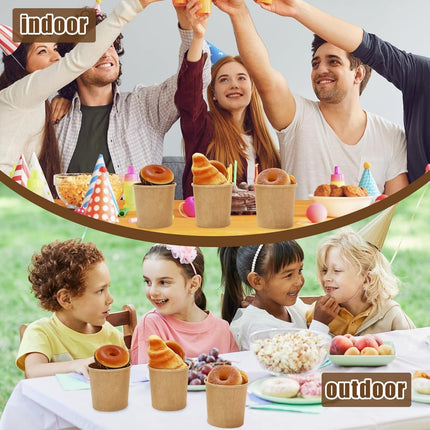 QZS 20 Pack Paper Soup Bowls,12oz Disposable Kraft Paper Soup Bowls with Lids for Ice Cream,Durable Kraft Food Cups for Chocolate,Candy 3.8" x 2.8" x 3.9".