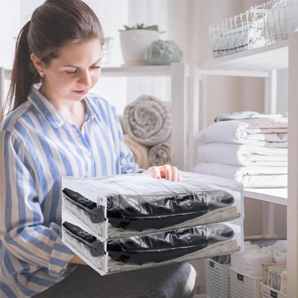 Tutuviw 6 Pcs Clear Vinyl Zippered Sweater Storage Bags,Plastic Clothing Storage Bags with Zipper,Plastic Clothing Storage Bags,Space Saver Comforter Clear Storage Bags,Cube Organizer.