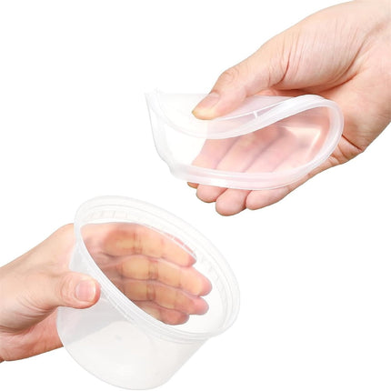 16 oz Deli Containers with Lids,Stackable Food Storage Box,Disposable Takeout Containers,Airtight Leakproof Round Bowls,Non-Spill Plastic Soup Cups,Freezer Safe,for Meal Prep 12Pcs Clear.