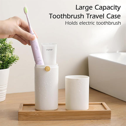 Tutuviw Large Ventilated Toothbrush Travel Holder,Portable Travel Toothbrush Case with Twist Lock,Toothbrush Container, Large Capacity Travel Toothbrush Holder with Mouthwash Cup,White.