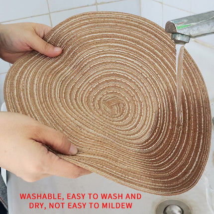 Round Placemats Set of 4, Cotton Woven Placemat Heat-Resistant Non-Slip Washable Table Mats for Dining Table 14 Inch Blue.