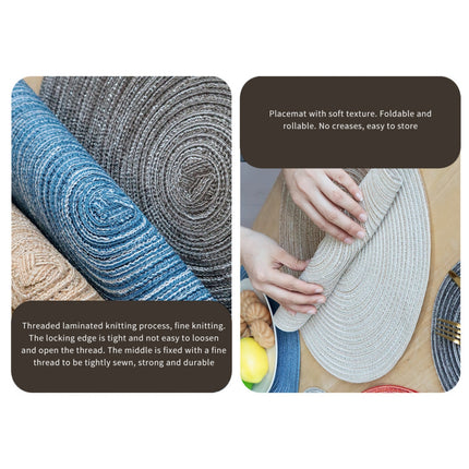 Round Placemats Set of 4, Cotton Woven Placemat Heat-Resistant Non-Slip Washable Table Mats for Dining Table 14 Inch Blue.
