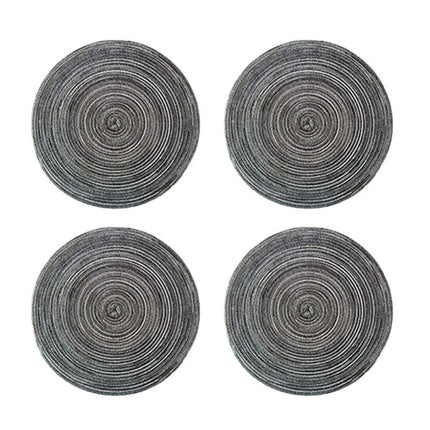 Round Placemats Set of 4, Cotton Woven Placemat Heat-Resistant Non-Slip Washable Table Mats for Dining Table 14 Inch, Blue Gray.