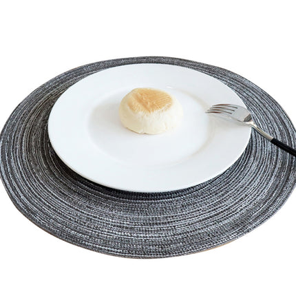 Round Placemats Set of 4, Cotton Woven Placemat Heat-Resistant Non-Slip Washable Table Mats for Dining Table 14 Inch, Blue Gray.