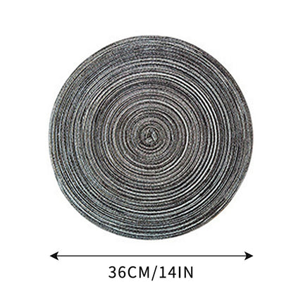 Round Placemats Set of 4, Cotton Woven Placemat Heat-Resistant Non-Slip Washable Table Mats for Dining Table 14 Inch, Blue Gray.