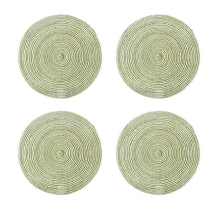Round Placemats Set of 4, Cotton Woven Placemat Heat-Resistant Non-Slip Washable Table Mats for Dining Table 14 Inch, Blue Green.