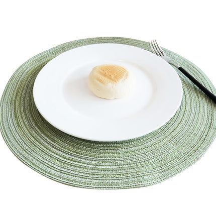 Round Placemats Set of 4, Cotton Woven Placemat Heat-Resistant Non-Slip Washable Table Mats for Dining Table 14 Inch, Blue Green.