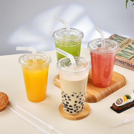 Tutuviw 100Pcs Individually Wrapped Jumbo Straws,Extra Wide Flexible Boba Smoothie Straws,Disposable Plastic Drinking Straws for Bubble Tea for Milkshakes,Tapioca Pearls,9" Lx0.4" D Clear,Bendy.