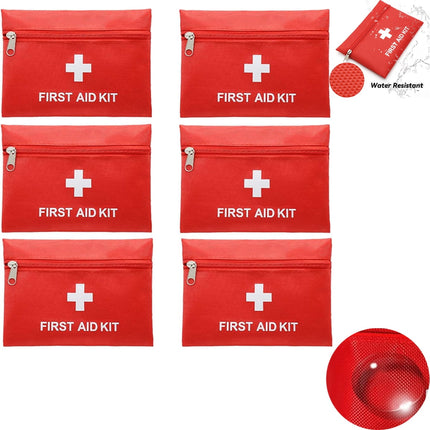 6 Pcs Red First Aid Bag,Tutuviw Empty First Aid Kit Pouch,Compact Portable Medical Emergency Bag for Emergency at Outdoors Hiking Backpacking Travel Car Cycling,Survival Gear Bag (Oxford Cloth).