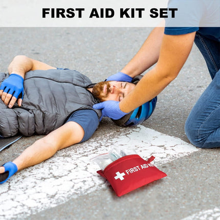 6 Pcs Red First Aid Bag,Tutuviw Empty First Aid Kit Pouch,Compact Portable Medical Emergency Bag for Emergency at Outdoors Hiking Backpacking Travel Car Cycling,Survival Gear Bag (Oxford Cloth).