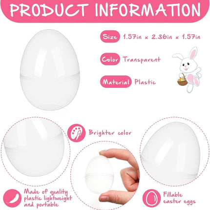 Tutuviw 20Pcs Small Translucent Fillable Easter Egg,Plastic Clear Easter Eggs, 3.5 Inch Empty Eggs Bulk for Easter Theme Party Favor Basket Stuffers,Bulk Easter Toy for Filling Candy,Party Favor.