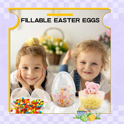 Tutuviw 20Pcs Small Translucent Fillable Easter Egg,Plastic Clear Easter Eggs, 3.5 Inch Empty Eggs Bulk for Easter Theme Party Favor Basket Stuffers,Bulk Easter Toy for Filling Candy,Party Favor.