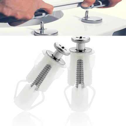 2pcs Toilet Fixings Toilet Seat Fittings And Fixtures, Stainless Steel Toilet Seat Screws Top Fixing Toilet Seat Fittings Hinges Screws Expanding Nuts White Fixing Bolt For Toilet Covers.
