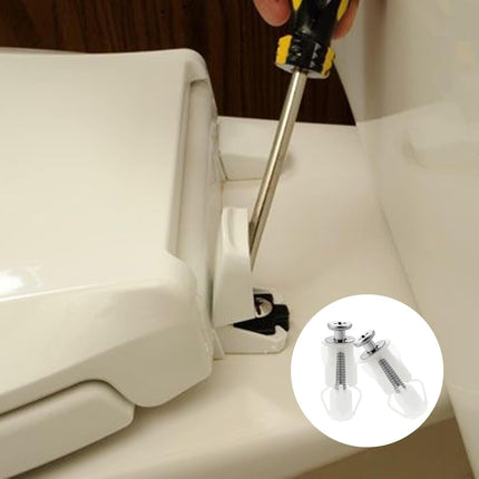 2pcs Toilet Fixings Toilet Seat Fittings And Fixtures, Stainless Steel Toilet Seat Screws Top Fixing Toilet Seat Fittings Hinges Screws Expanding Nuts White Fixing Bolt For Toilet Covers.
