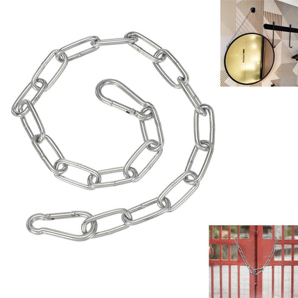 Gate Chain Lock,Tutuviw 20Inch Stainless Steel Metal Chain with 2 Carabiners,Link Chain Lock for Outdoor Fences,Hanging Chain Lock for Home Outdoor Camping Hanging Pet Chain Prevention Theft.