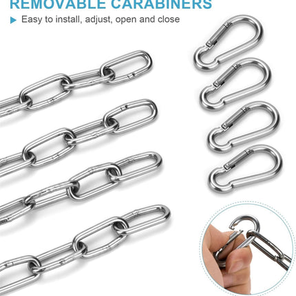 Gate Chain Lock,Tutuviw 20Inch Stainless Steel Metal Chain with 2 Carabiners,Link Chain Lock for Outdoor Fences,Hanging Chain Lock for Home Outdoor Camping Hanging Pet Chain Prevention Theft.