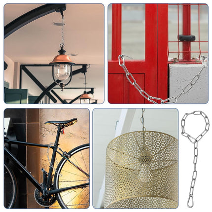 Gate Chain Lock,Tutuviw 20Inch Stainless Steel Metal Chain with 2 Carabiners,Link Chain Lock for Outdoor Fences,Hanging Chain Lock for Home Outdoor Camping Hanging Pet Chain Prevention Theft.