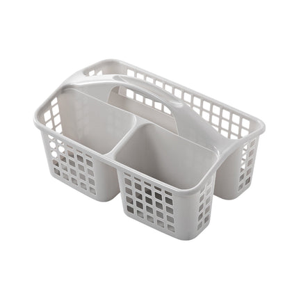 Plastic Storage Divided Tool Bin, 3 Compartments Plastic Shower Caddy Basket, Portable Divided Cleaning Supply Storage Organizer with Handle Gray.