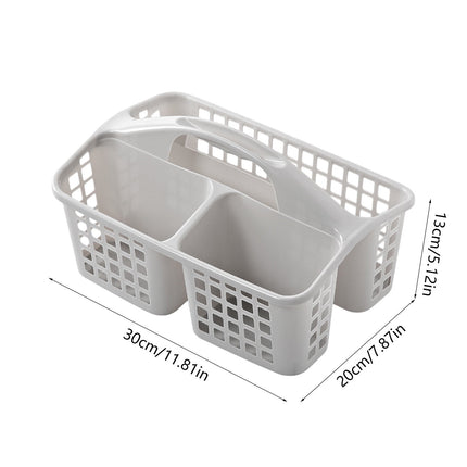 Plastic Storage Divided Tool Bin, 3 Compartments Plastic Shower Caddy Basket, Portable Divided Cleaning Supply Storage Organizer with Handle Gray.