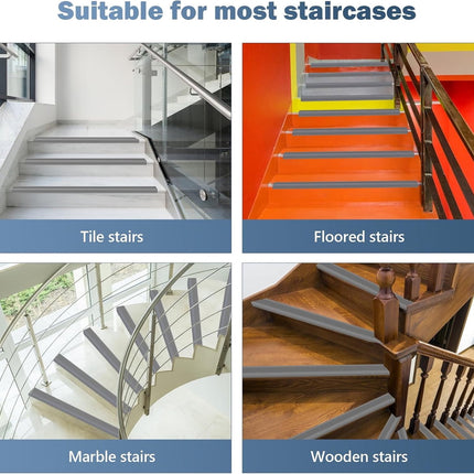 Vinyl Rubber Stair Nosing,Tutuviw Stair Edge Trim,Corner Guard,3 ft Self Adhesive Nose Molding Non-Slip Rubber Edge Protector Steps Trim Rubber Strips for Indoor & Outdoor Staircase Step Uses (Black) Gray.