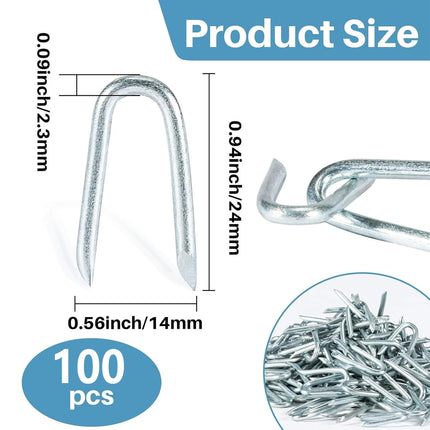 U Fence Staples,Tutuviw 100 Pcs 0.8 x 0.5in Galvanized U Shaped Nails,Steel Wire Fencing Staples,Heavy Duty Staples Fencing Staples,U Nails for Wood Fencing Barbwire Fence (Siver）.