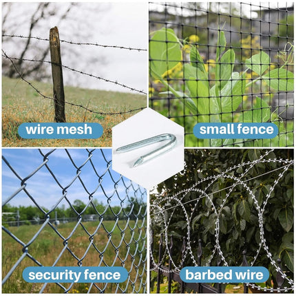 U Fence Staples,Tutuviw 100 Pcs 0.8 x 0.5in Galvanized U Shaped Nails,Steel Wire Fencing Staples,Heavy Duty Staples Fencing Staples,U Nails for Wood Fencing Barbwire Fence (Siver）.