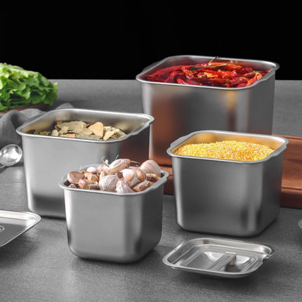 QZS Condiment Storage Container,6.3x4.7" Stainless Steel Dipping Sauce Dish for Home,Stainless Steel Storage Container for Appetizer 6.3" x 4.7".