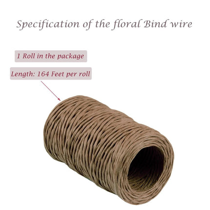 1Roll Floral Vine Bind Wire,164FT Portable Bind Wire Twine for Wreath,QZS Brown Floral Wrapping Supplies for Art Craft Projects Brown.