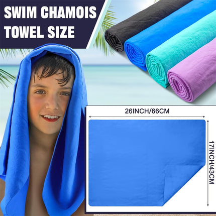 Tutuviw Chamois Towel Quick Dry for Swimmers,2Pcs Microfiber Shammy Towel,Lightweight Chamois Towel for Diving Triathlons,Other Water Sports Beach Shower Pool Gym Camping (13 x 17in, Blue,Green).
