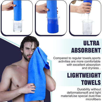 Tutuviw Chamois Towel Quick Dry for Swimmers,2Pcs Microfiber Shammy Towel,Lightweight Chamois Towel for Diving Triathlons,Other Water Sports Beach Shower Pool Gym Camping (13 x 17in, Blue,Green).