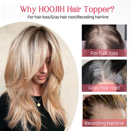 Long Layered Hair Topper with Bangs for Women with Thinning Hair, 14 Inch Slightly Curled Ends Synthetic Fiber Wiglets - Gray with Warm Brown Mixed Gray with Warm Brown Mixed 14.
