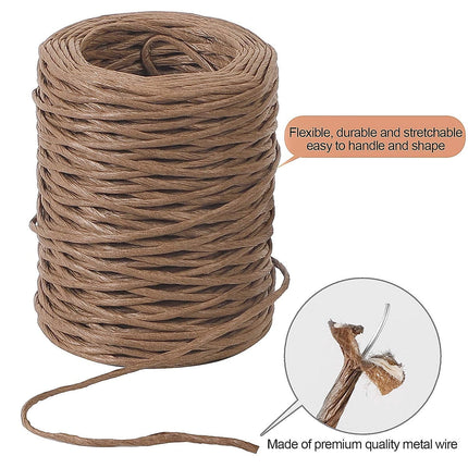 1 Rolls Floral Bind Wire Wrap Twine,Tutuviw Vine Wire Waterproof Paper Wrapped Rope Metal Wire for Flower Bouquets Flower Crowns, Artificial Flower Making, DIY Projects,Wedding Decorating (Brown) Brown.