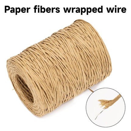 1 Rolls Floral Bind Wire Wrap Twine,Tutuviw Vine Wire Waterproof Paper Wrapped Rope Metal Wire for Flower Bouquets Flower Crowns, Artificial Flower Making, DIY Projects,Wedding Decorating (Brown) Light Brown.