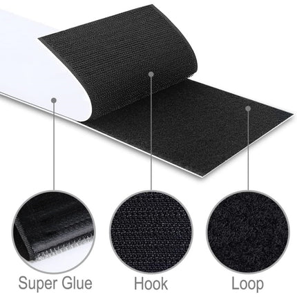 QZS Nylon Heavy Duty Tape Strips,3.9x78.7In Portable Black Adhesive Tape for Couch,1Pack Double Sided Rolls for Patio Cushions.