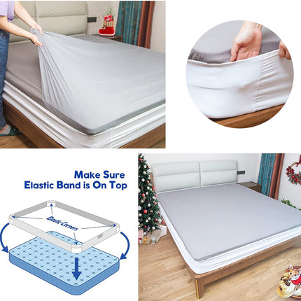 harmtty Bed Sheet Holder Elastic Non-slip Time Saving Fully-encased Design Sheet Fixing 360 Degree Surround Sheet Fastening Cover for Bedroom White.