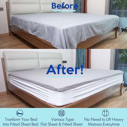 harmtty Bed Sheet Holder Elastic Non-slip Time Saving Fully-encased Design Sheet Fixing 360 Degree Surround Sheet Fastening Cover for Bedroom White.