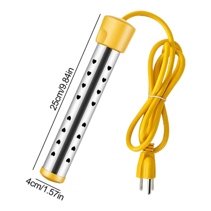 2500W Immersion Water Heater with Stainless Steel Cover,Quick Heating Immersion Heater for Indoor & Outdoor,Anti-scalding Bucket Heater Yellow.