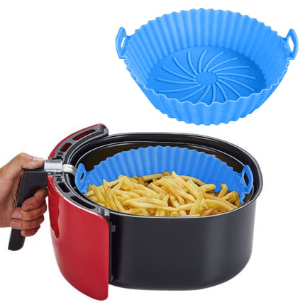Air Fryer Silicone Liners, Air Fryer Silicone Baking Tray, Mini Air Fryer Tray, Round Small Air Fryer Liners, Silicone Reusable Airfryer Liners Accessories, Fryer Pot Baking Pan Blue.
