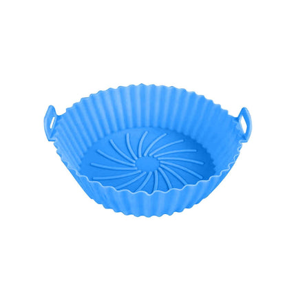 Air Fryer Silicone Liners, Air Fryer Silicone Baking Tray, Mini Air Fryer Tray, Round Small Air Fryer Liners, Silicone Reusable Airfryer Liners Accessories, Fryer Pot Baking Pan Blue.