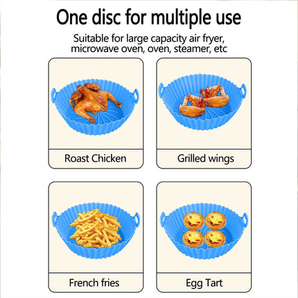 Air Fryer Silicone Liners, Air Fryer Silicone Baking Tray, Mini Air Fryer Tray, Round Small Air Fryer Liners, Silicone Reusable Airfryer Liners Accessories, Fryer Pot Baking Pan Blue.