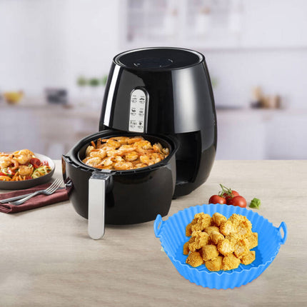 Air Fryer Silicone Liners, Air Fryer Silicone Baking Tray, Mini Air Fryer Tray, Round Small Air Fryer Liners, Silicone Reusable Airfryer Liners Accessories, Fryer Pot Baking Pan Blue.