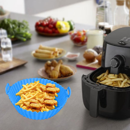 Air Fryer Silicone Liners, Air Fryer Silicone Baking Tray, Mini Air Fryer Tray, Round Small Air Fryer Liners, Silicone Reusable Airfryer Liners Accessories, Fryer Pot Baking Pan Blue.